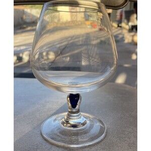 Courvoisier Cognac Blown Crystal w/ Cobalt Blue Teardrop Within Clear Stem